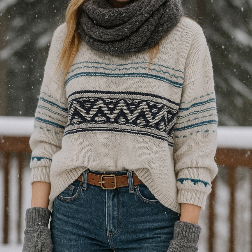 AMERICAN EAGLE OUTFITTERS White and Blue Sweater